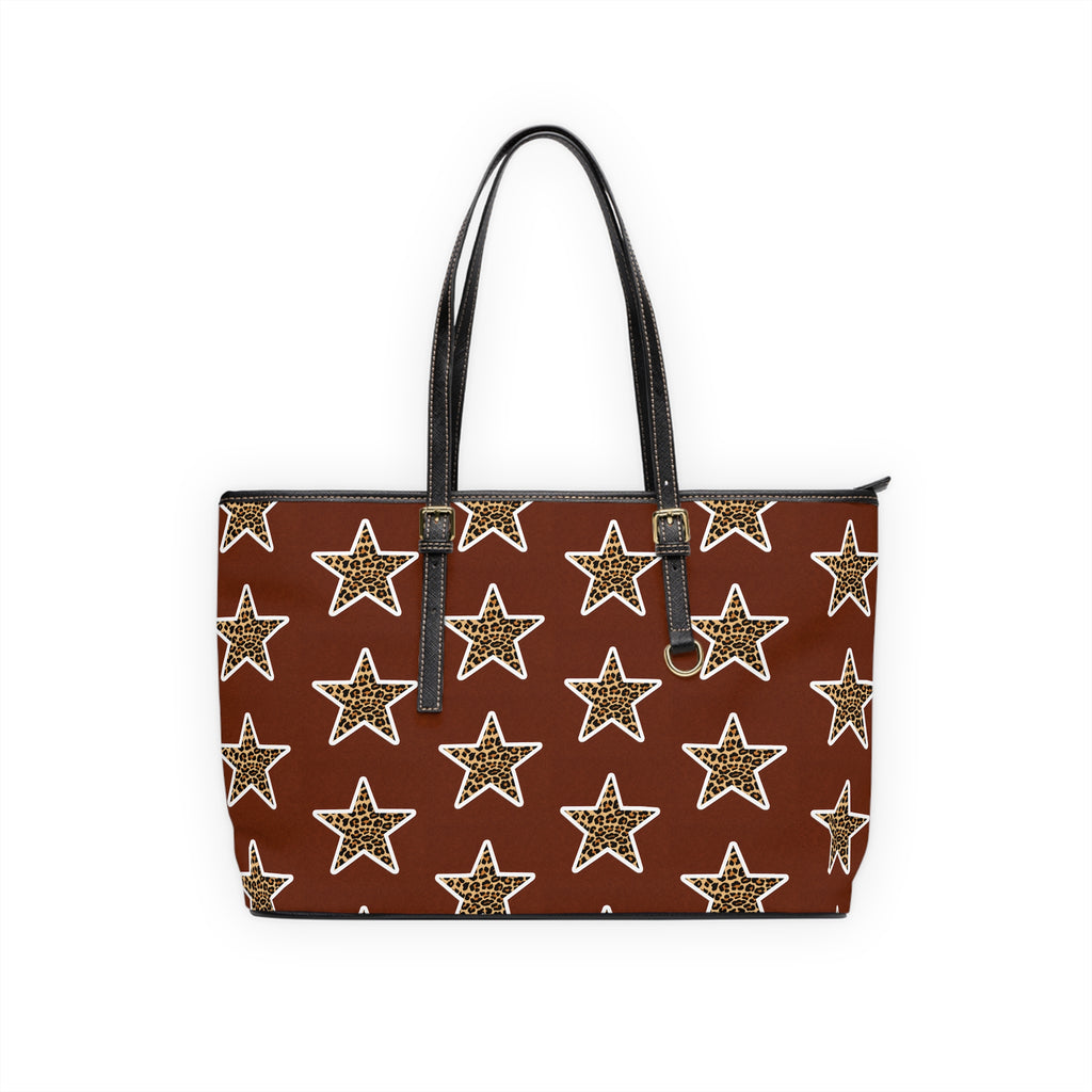 Leopard Star PU Leather Shoulder Bag – Brown Star Pattern Tote