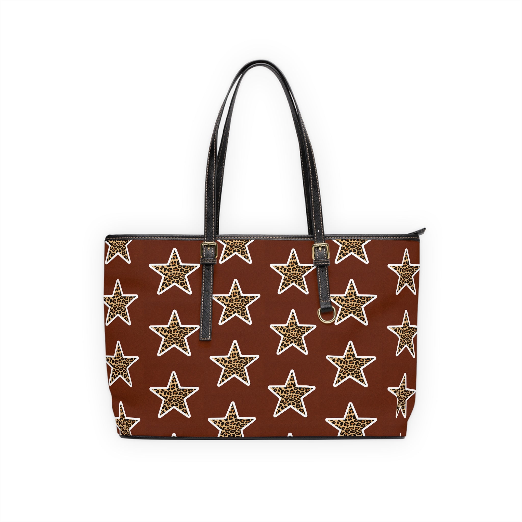 Leopard Star PU Leather Shoulder Bag – Brown Star Pattern Tote