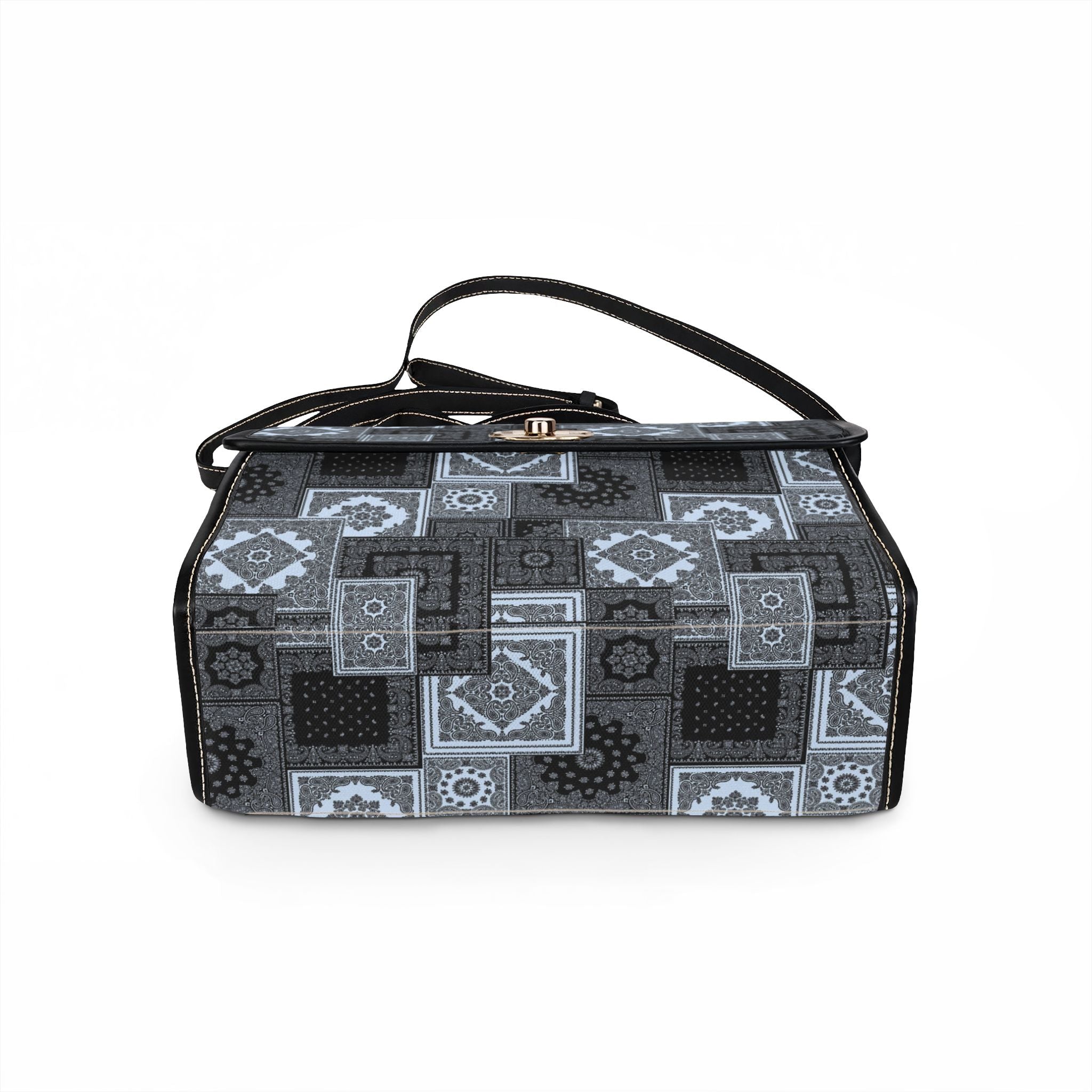 Canvas Satchel Bag — Geometric Patchwork Waterproof Crossbody for Everyday