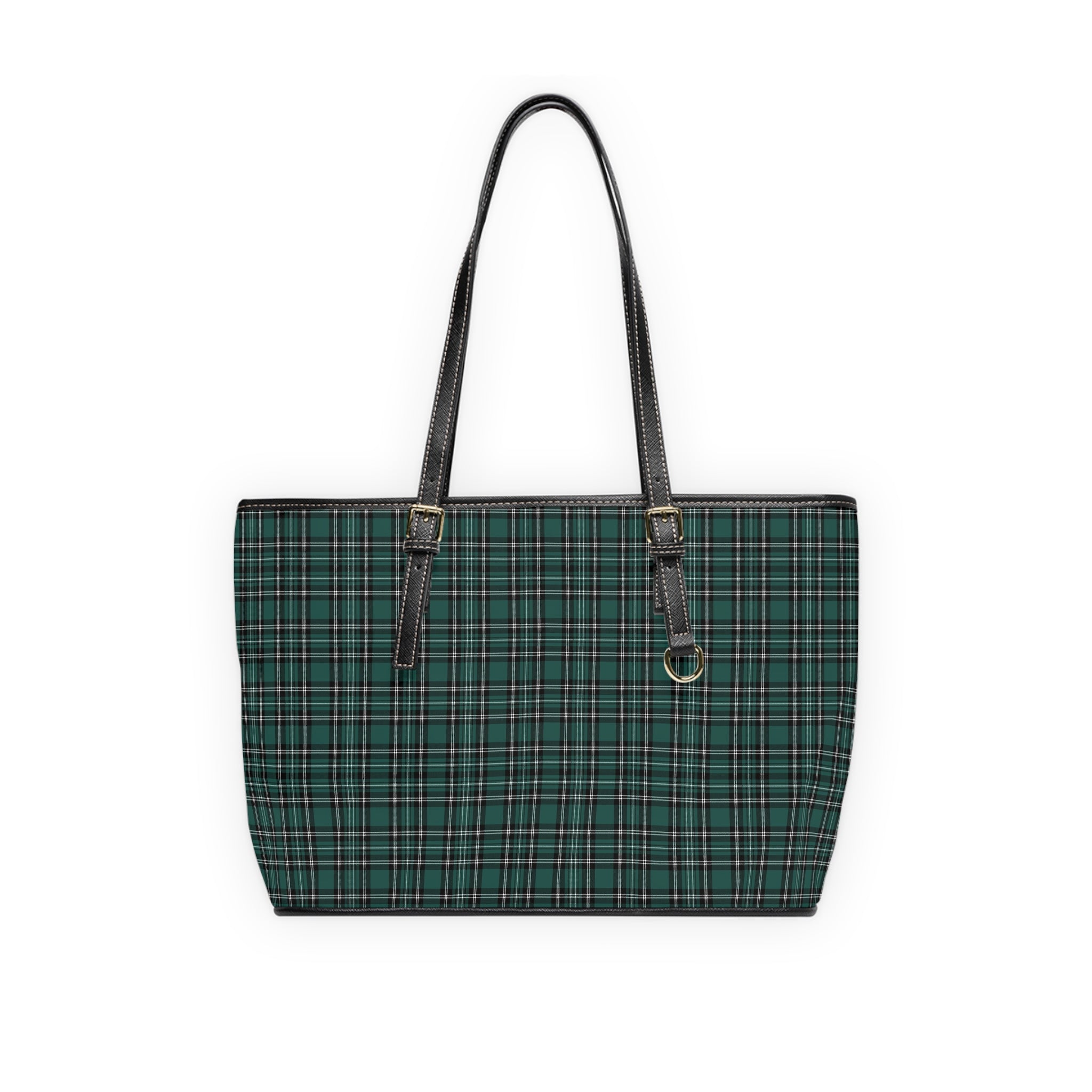 Green Tartan Plaid PU Leather Shoulder Bag