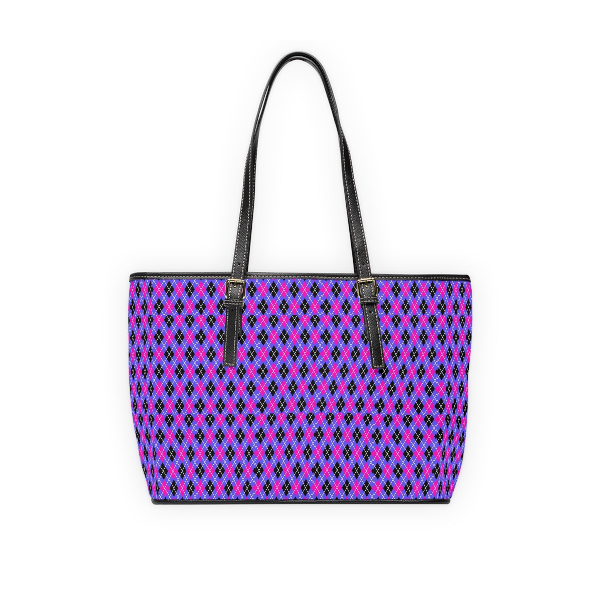 Pink Purple Argyle Pattern Shoulder Bag | Geometric Tote, Diamond Print