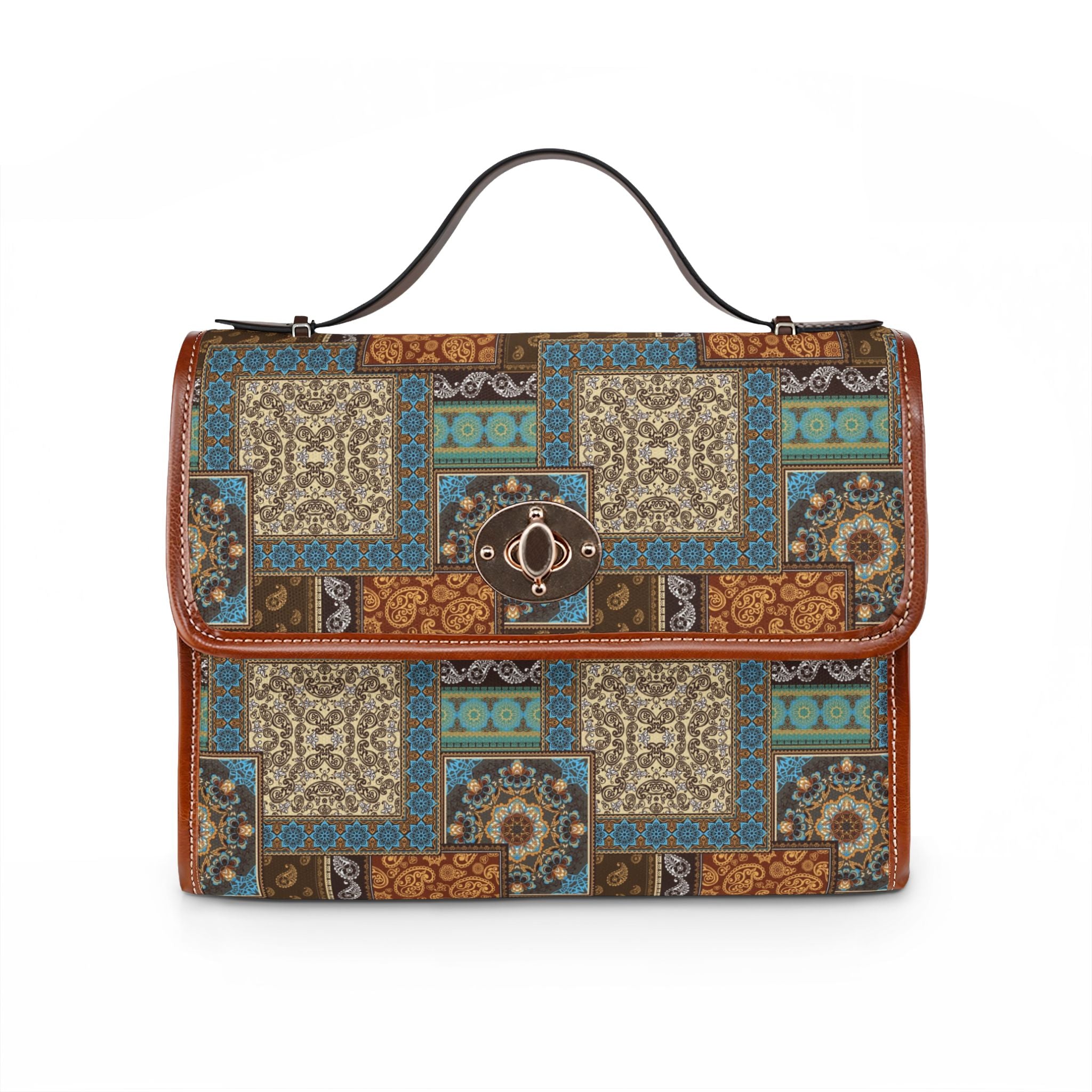 Vintage Patchwork Canvas Satchel — Waterproof Travel Handbag