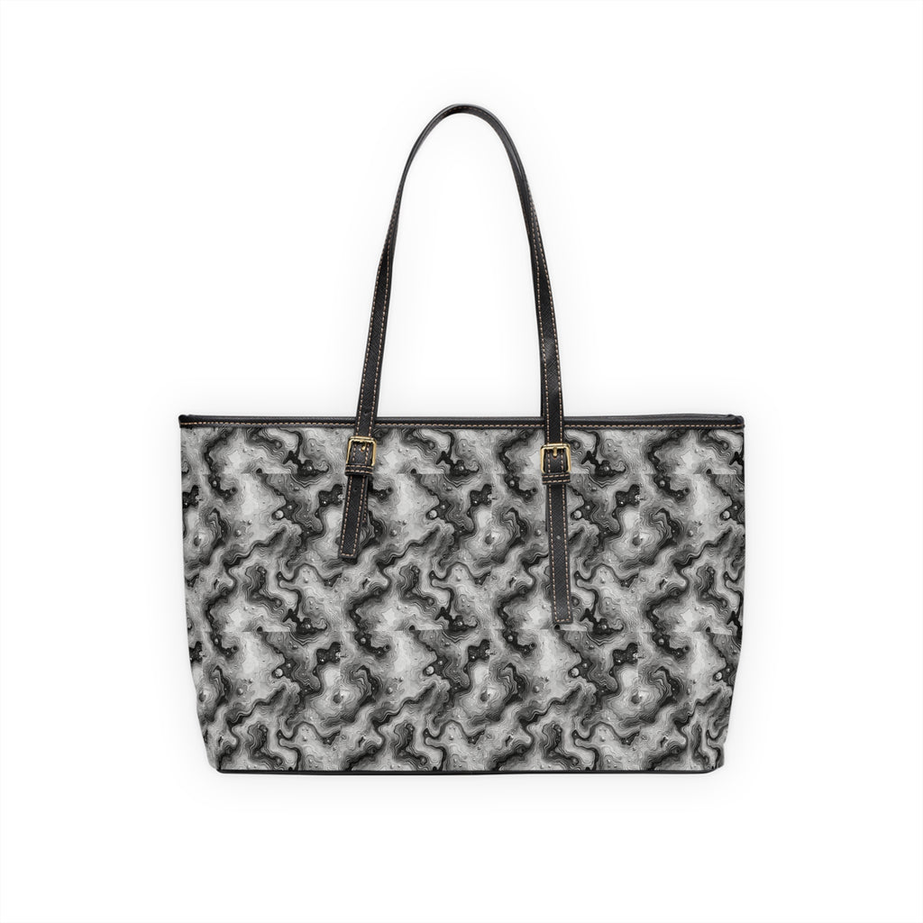 Abstract Marble Swirl PU Leather Shoulder Bag | Black White Marble Pattern