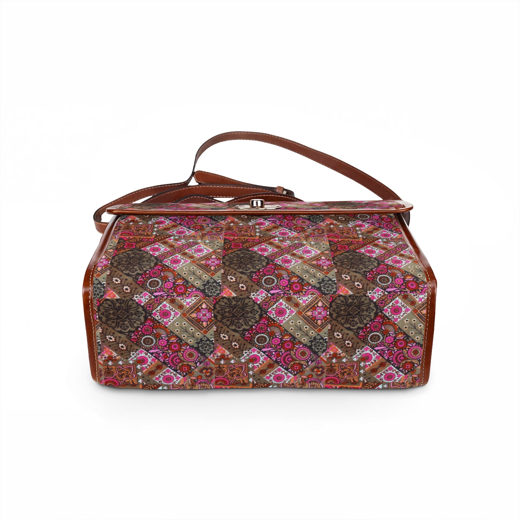 Waterproof Canvas Bag — Boho Patchwork Floral Satchel