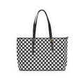 Checkerboard PU Leather Shoulder Bag – Black & White Patterned Tote