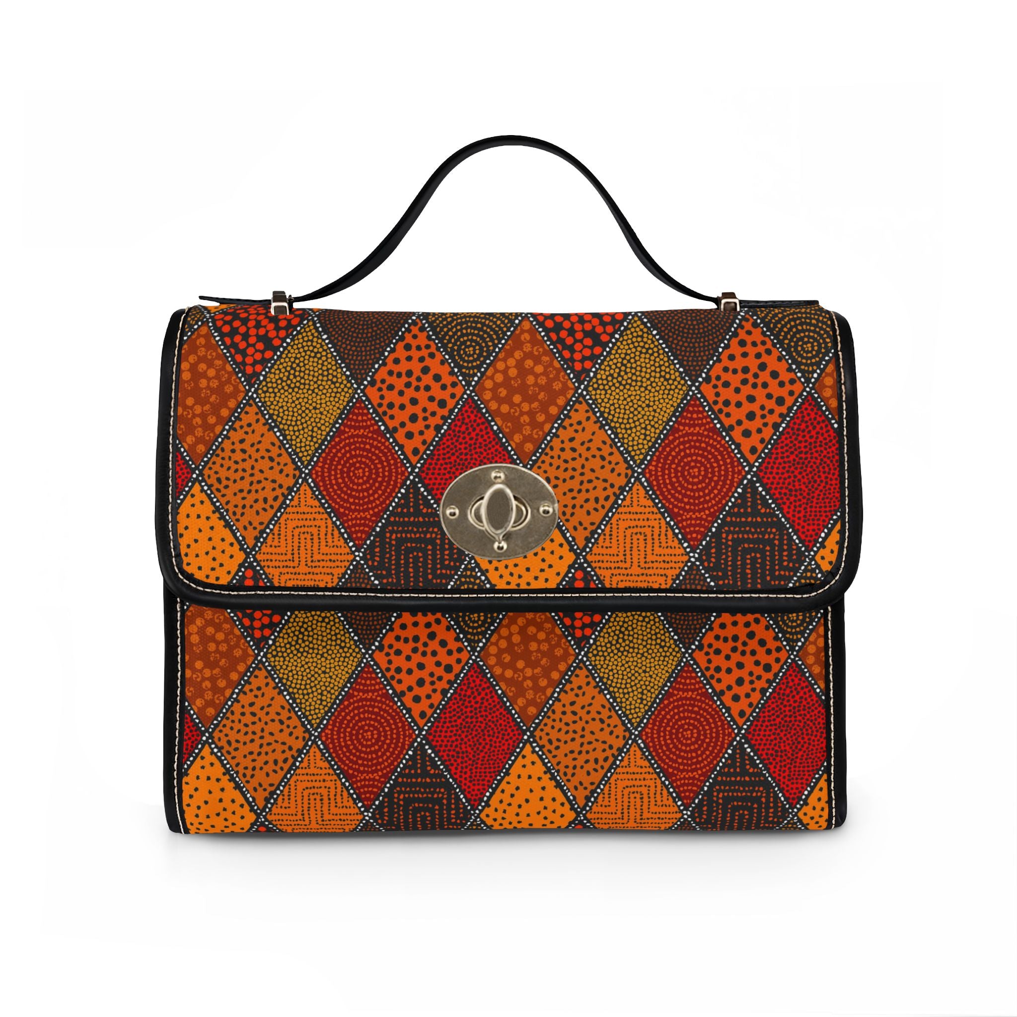 Autumn Diamond Patchwork Waterproof Canvas Bag | Fall Pattern Satchel