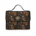 Flower with Plaid Pattern Brown Waterproof Canvas Bag