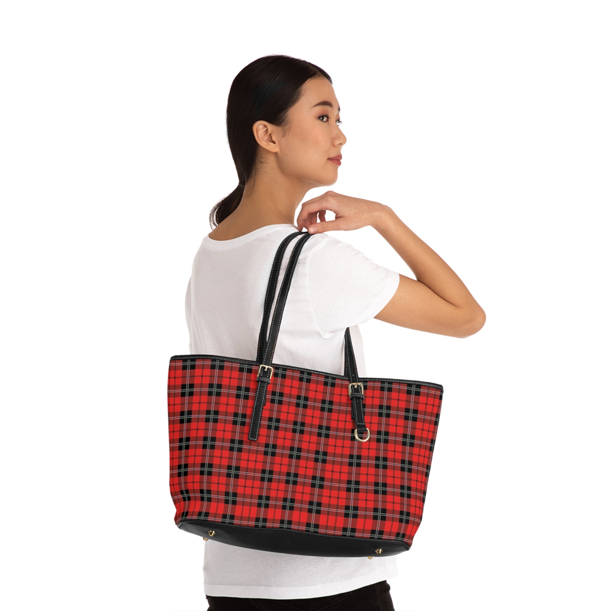 Red Black Plaid Tote Bag | Buffalo Check Shoulder Bag