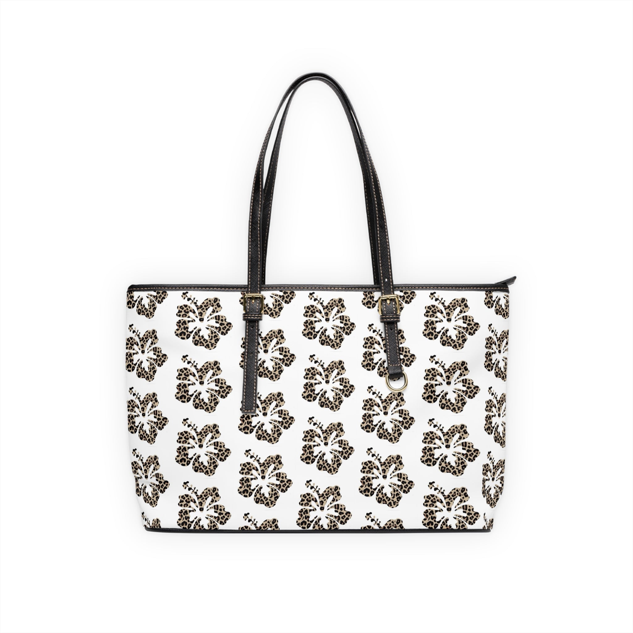 Leopard Floral Tote Bag – Chic PU Leather Shoulder Bag