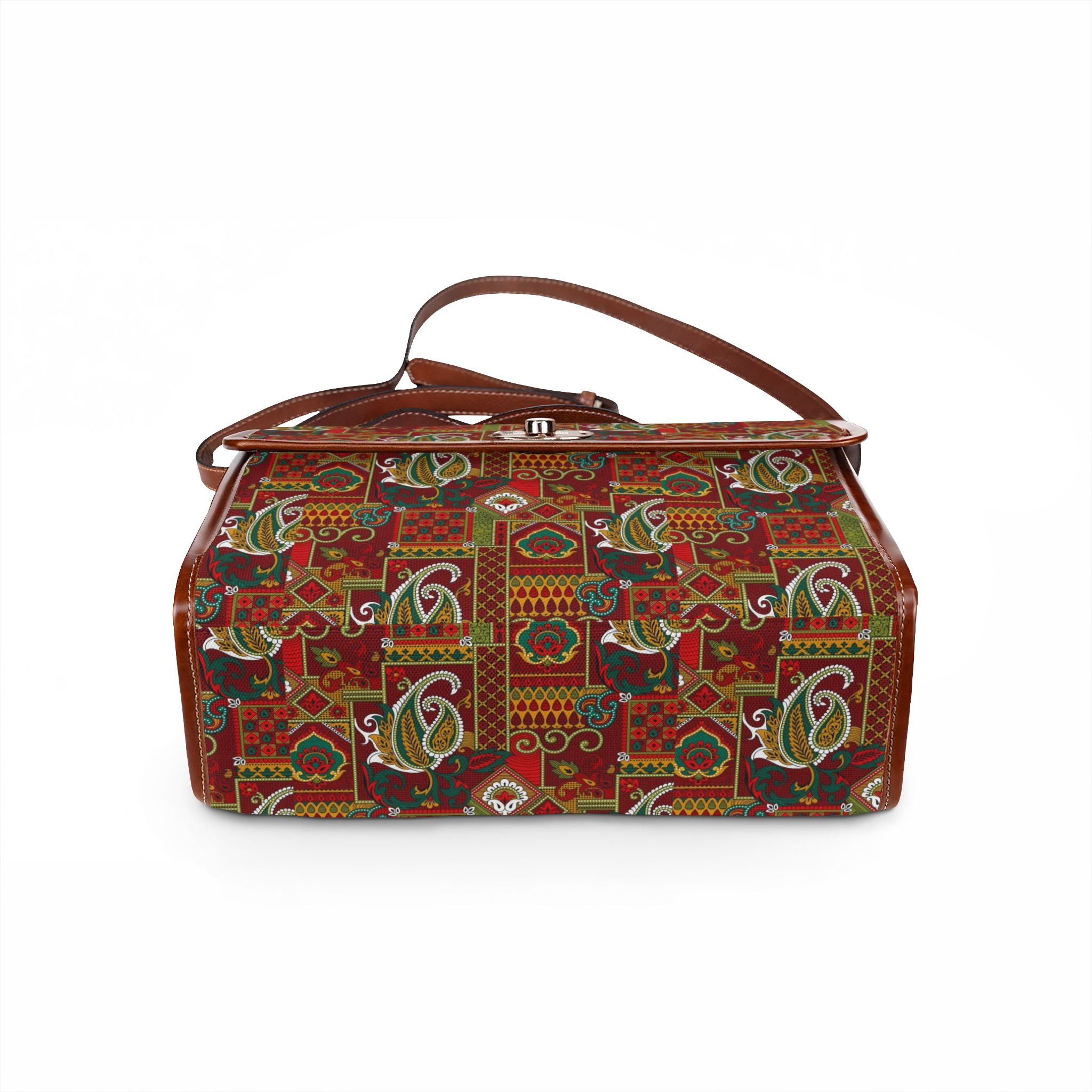 Canvas Bag — Bohemian Patchwork Waterproof Satchel with Vintage Paisley Print