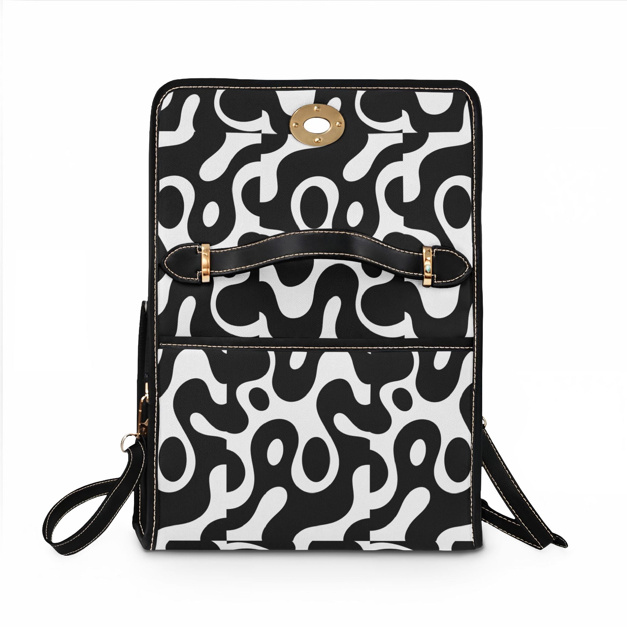 Abstract Black White Swirl Waterproof Canvas Bag | Modern Pattern