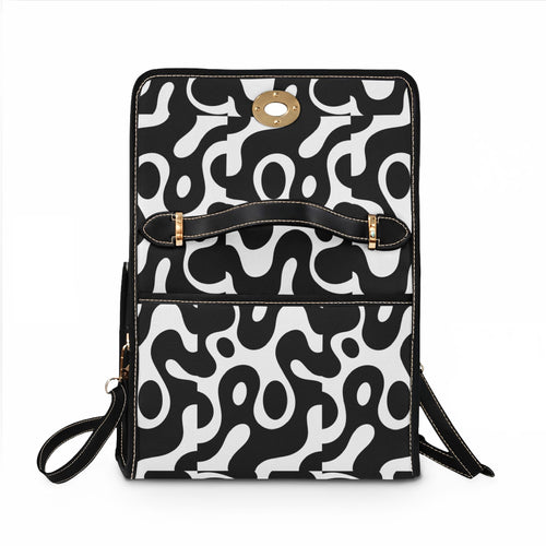 Abstract Black White Swirl Waterproof Canvas Bag | Modern Pattern