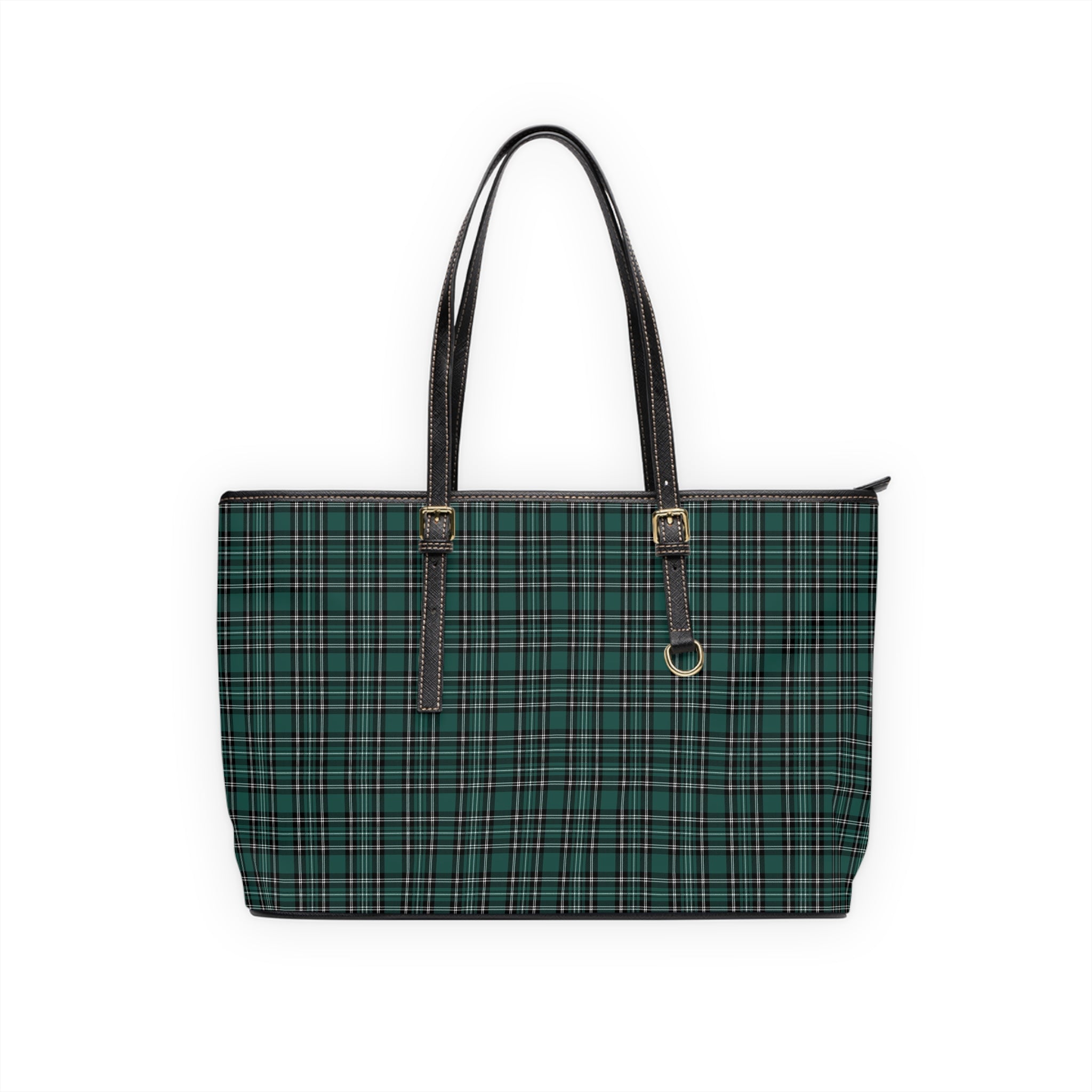 Green Tartan Plaid PU Leather Shoulder Bag