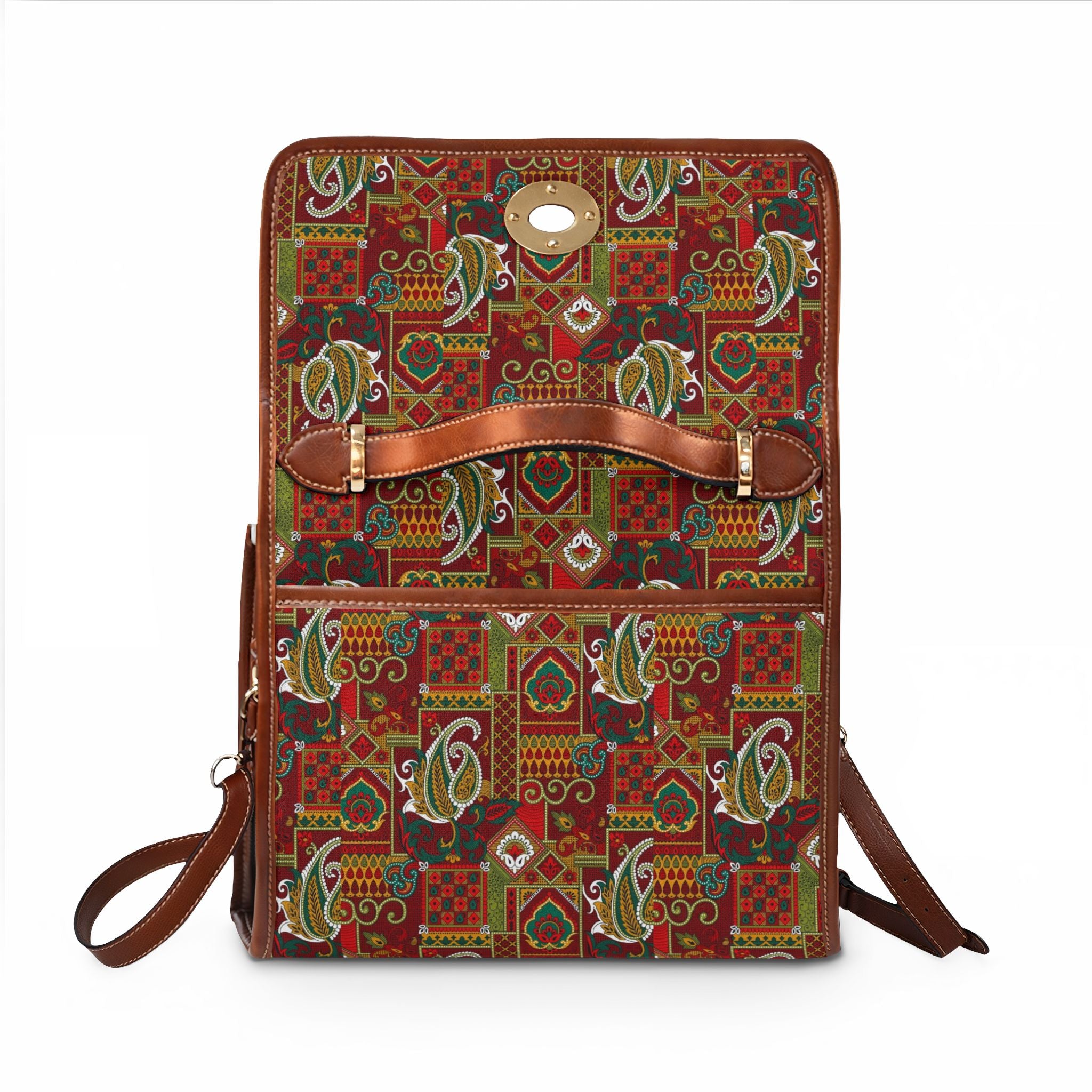 Canvas Bag — Bohemian Patchwork Waterproof Satchel with Vintage Paisley Print