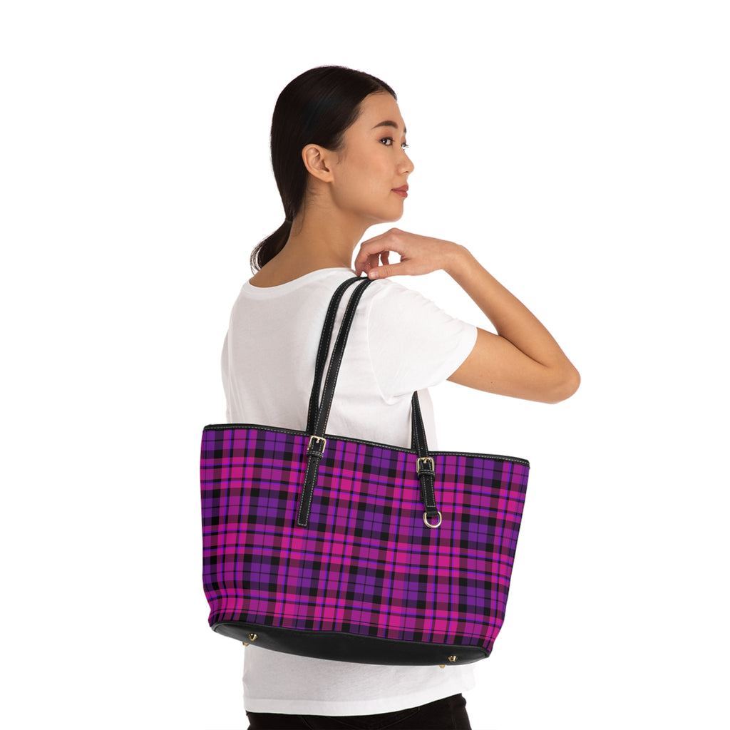 Purple Plaid Shoulder Bag | Pink Tartan Tote