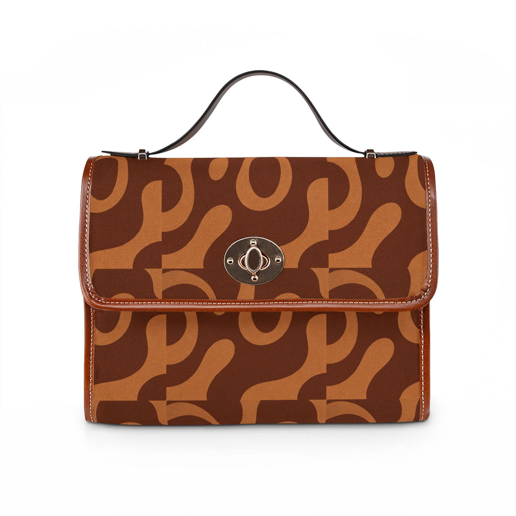 Retro Brown Abstract Pattern Waterproof Canvas Bag | Leopard-Inspired Print