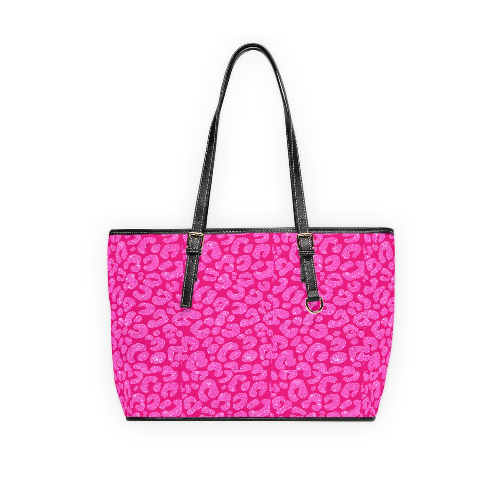 Pink Leopard Print PU Leather Shoulder Bag — Trendy Animal Print Tote for Everyday Use