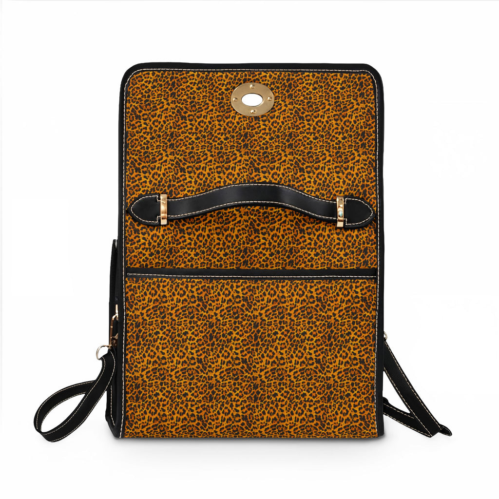 Leopard Print Satchel Bag | Waterproof Canvas, Top Handle Crossbody