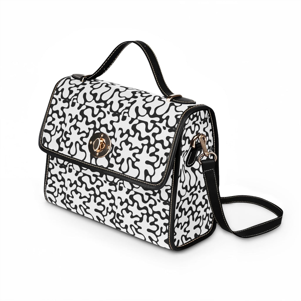 Abstract Black Squiggle Pattern Waterproof Canvas Bag | Monochrome Tote