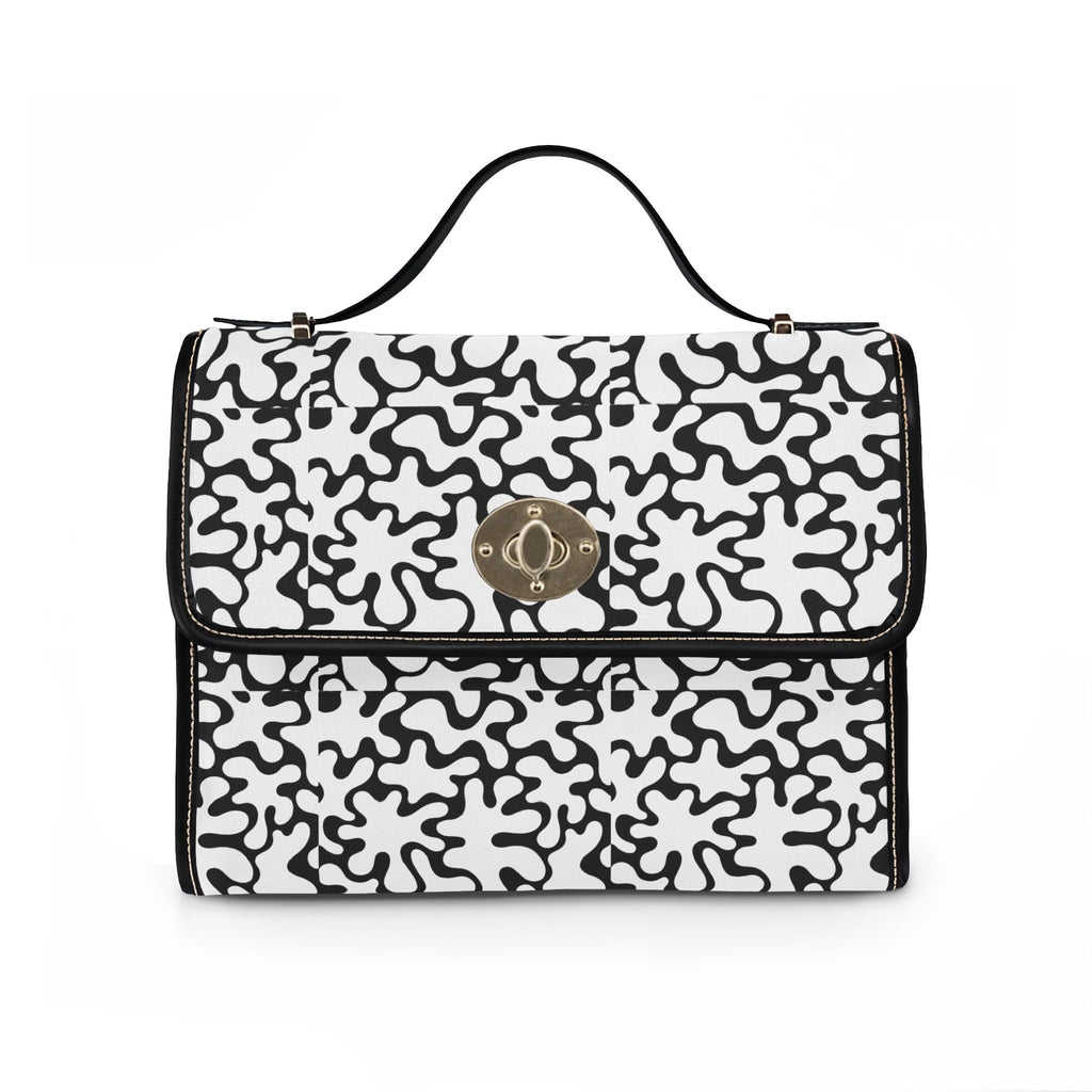 Abstract Black Squiggle Pattern Waterproof Canvas Bag | Monochrome Tote