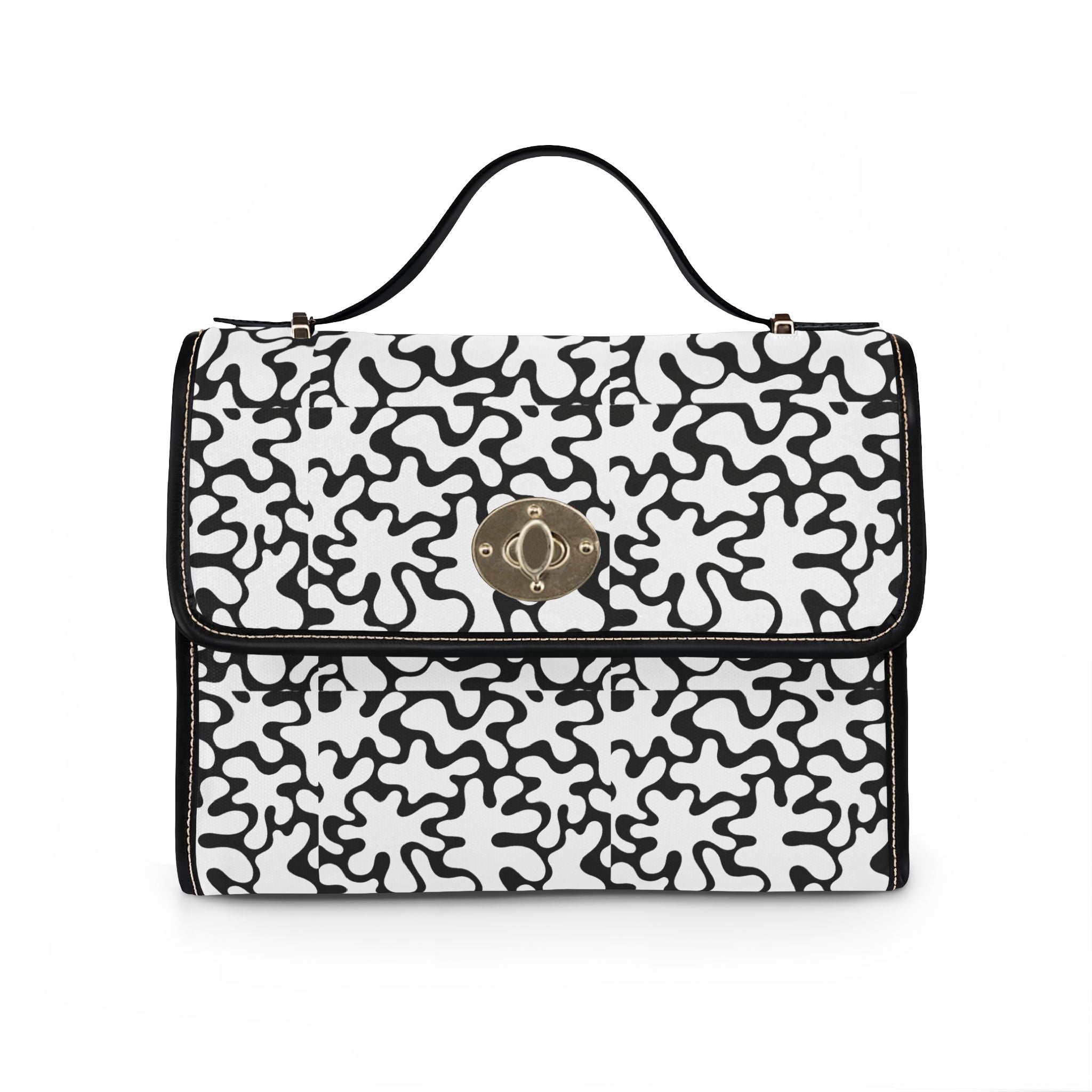 Abstract Black Squiggle Pattern Waterproof Canvas Bag | Monochrome Tote