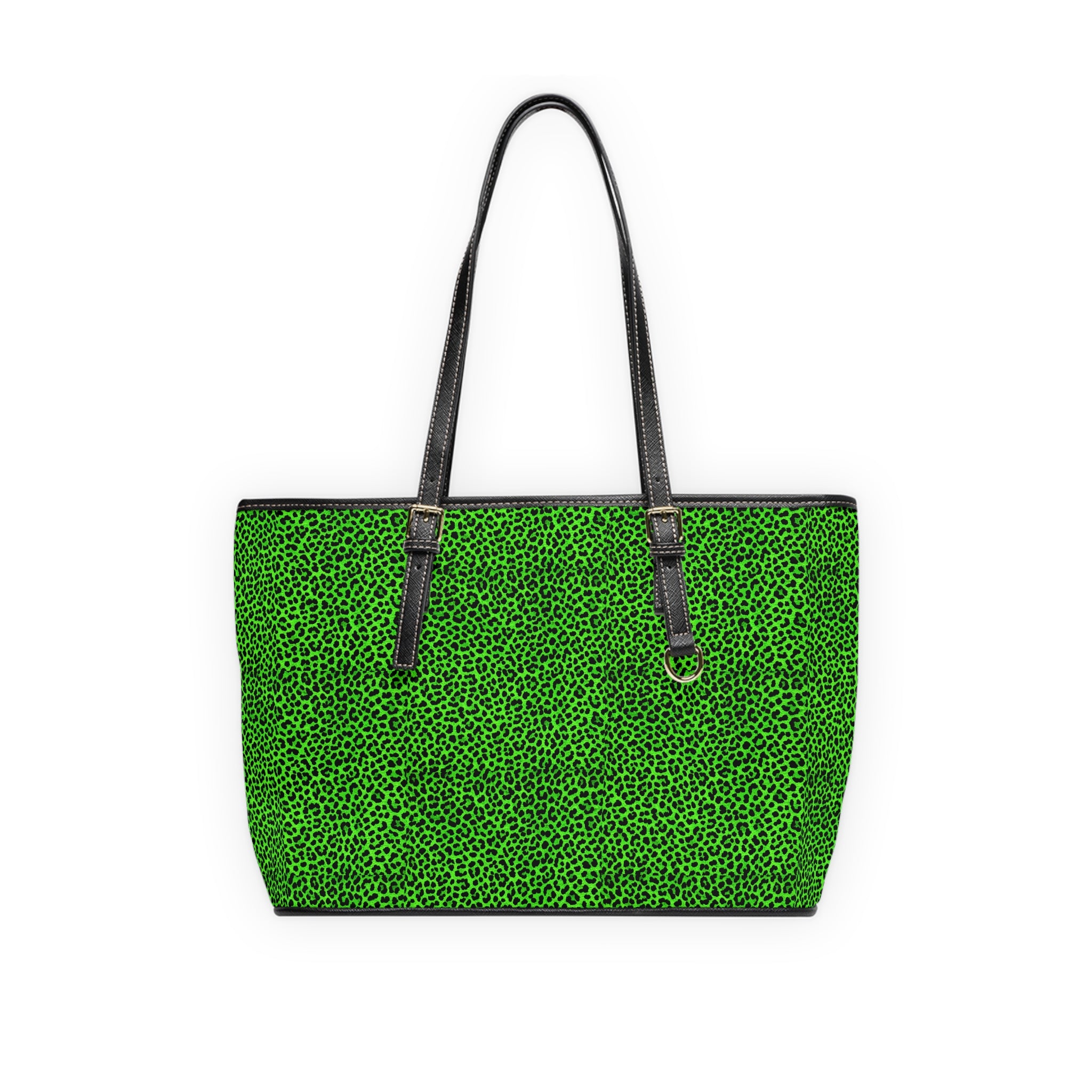 Green Leopard Print Shoulder Bag — PU Leather Tote for Everyday Chic