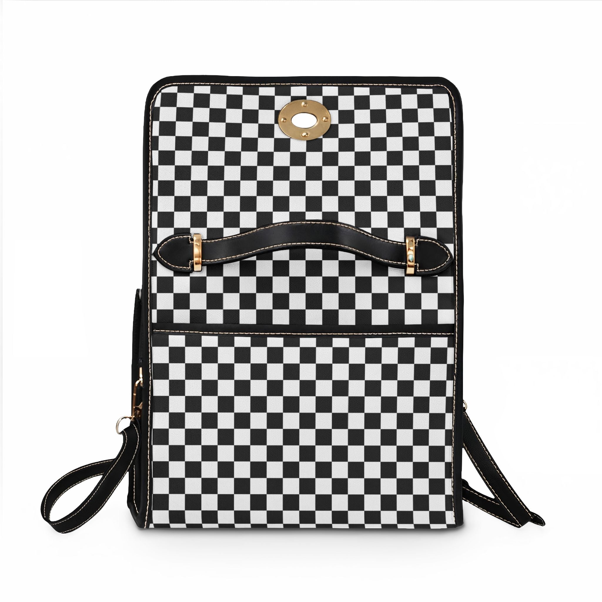 Black White Checkerboard Tote Bag | Waterproof Canvas Bag, Retro Racing Pattern