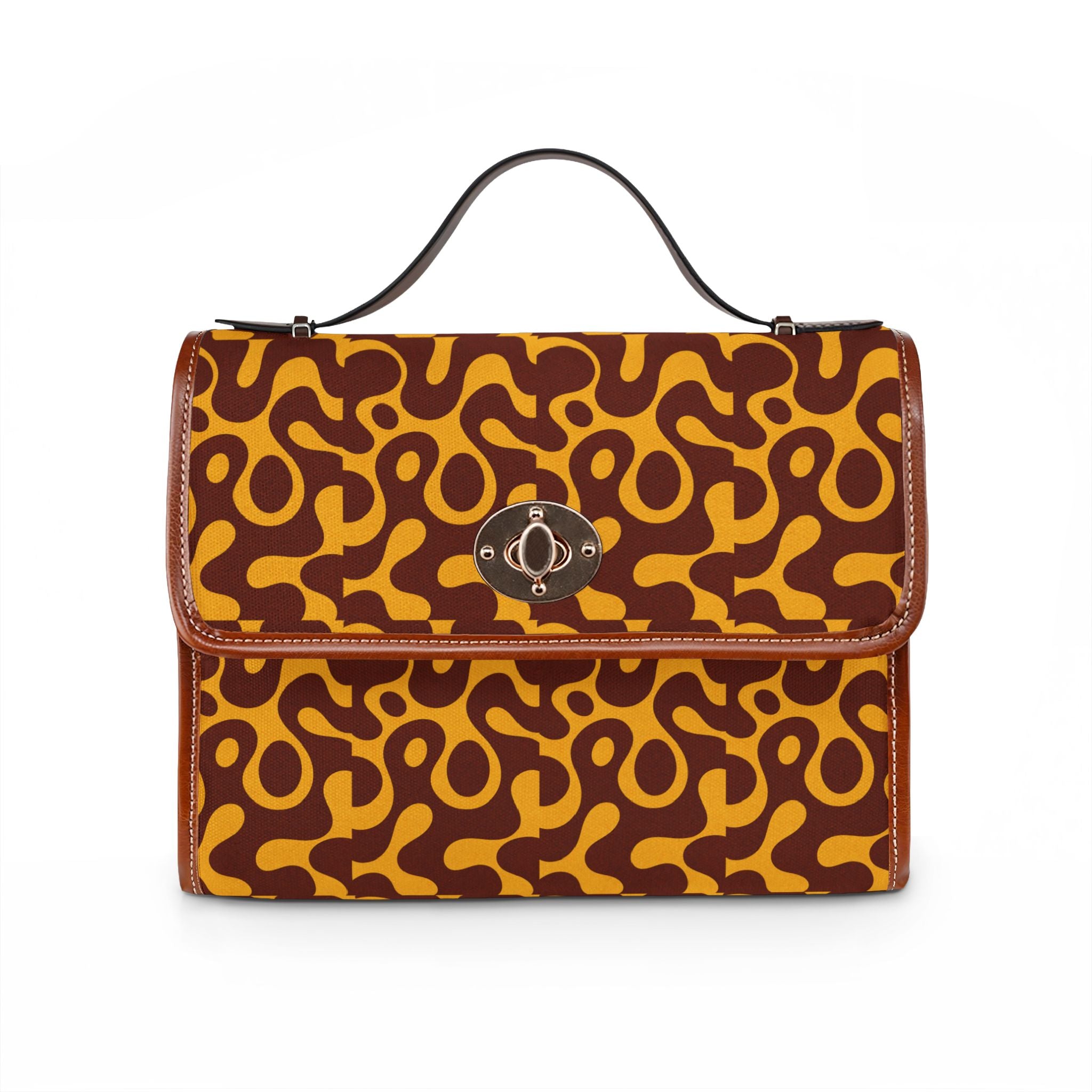 Abstract Leopard Print Waterproof Canvas Bag | Brown Yellow Pattern
