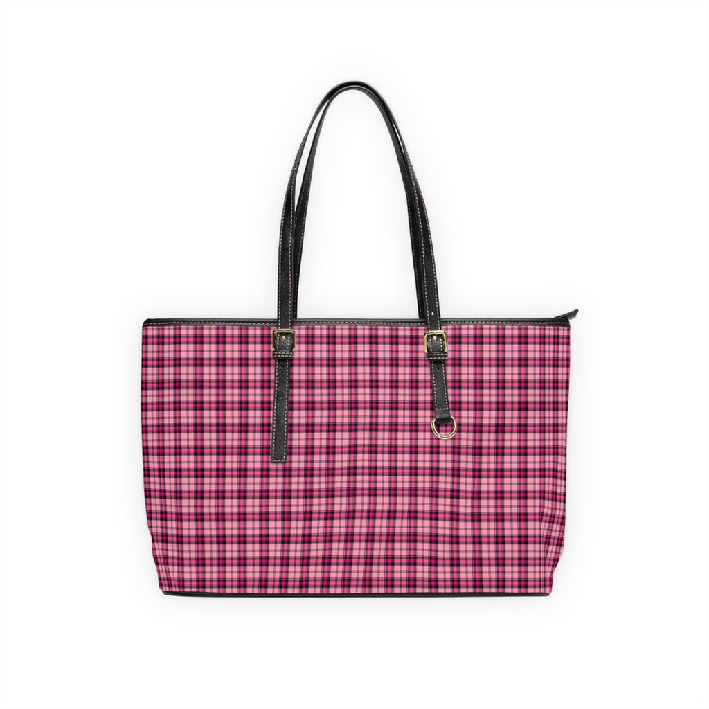 Pink Plaid Tote Bag | Check Pattern Shoulder Bag