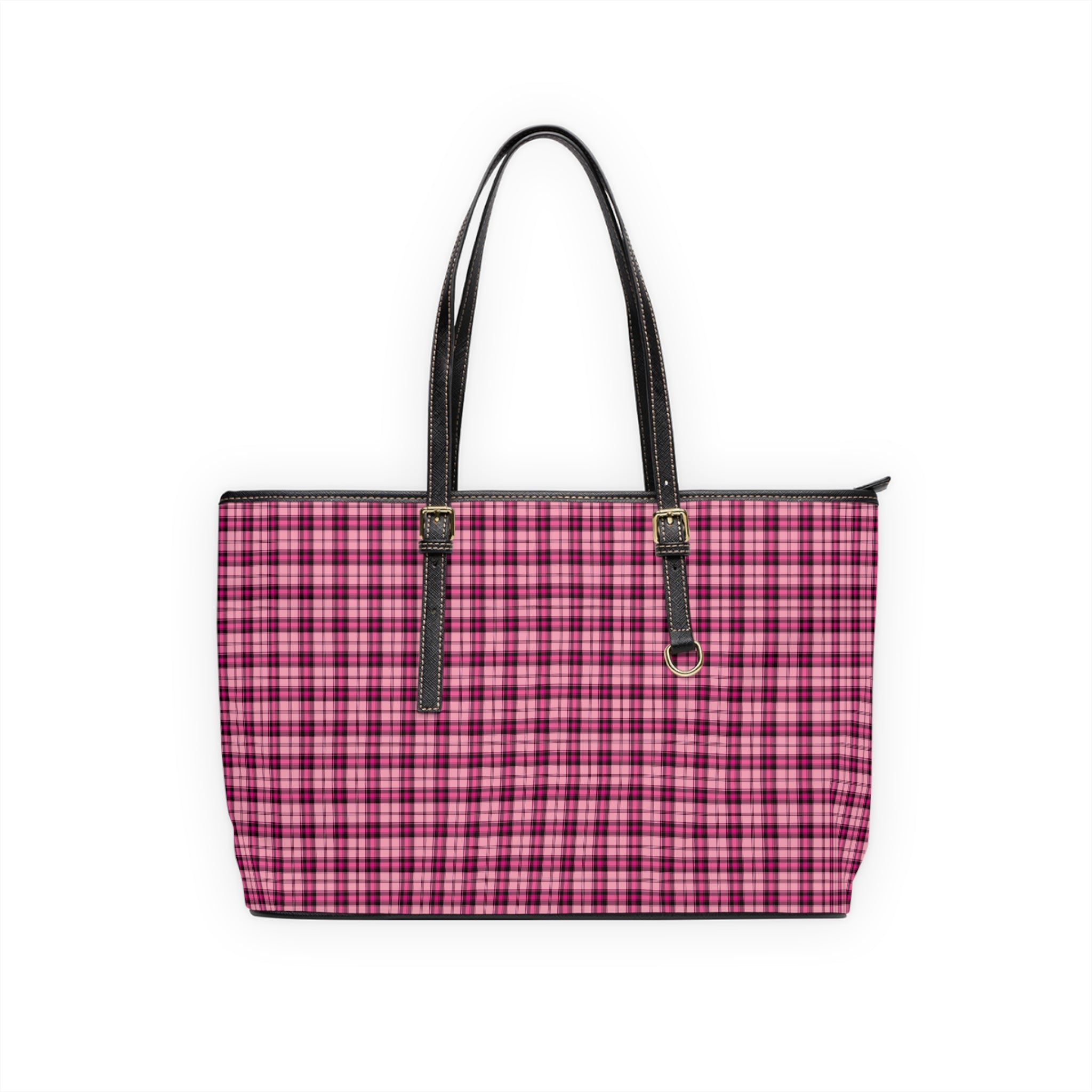 Pink Plaid Tote Bag | Check Pattern Shoulder Bag