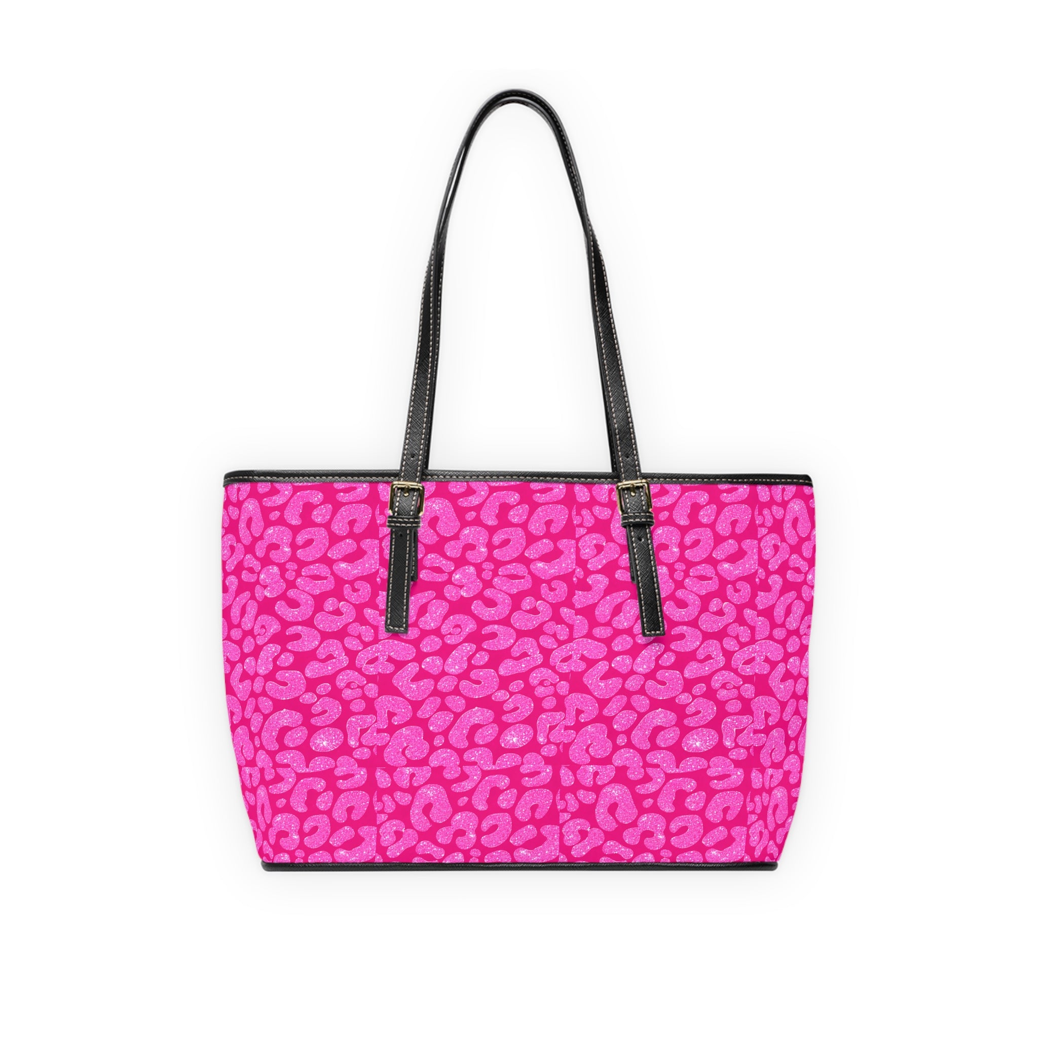 Pink Leopard Print PU Leather Shoulder Bag — Trendy Animal Print Tote for Everyday Use