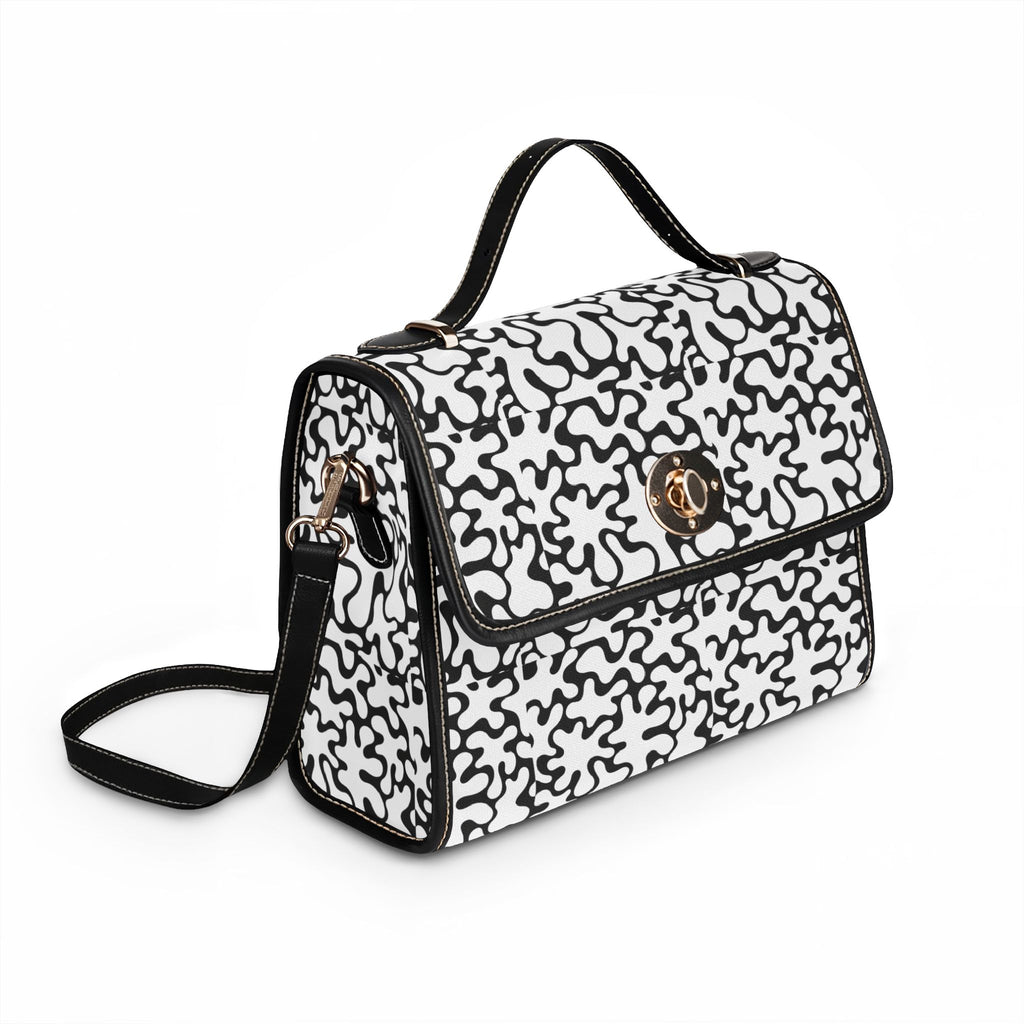 Abstract Black Squiggle Pattern Waterproof Canvas Bag | Monochrome Tote