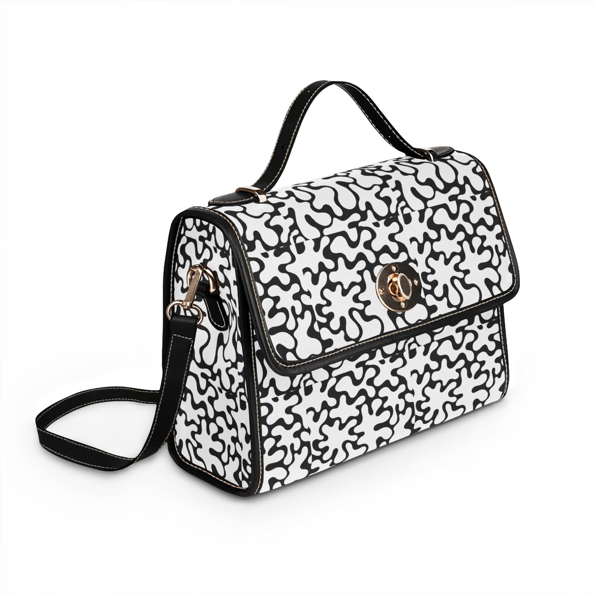 Abstract Black Squiggle Pattern Waterproof Canvas Bag | Monochrome Tote