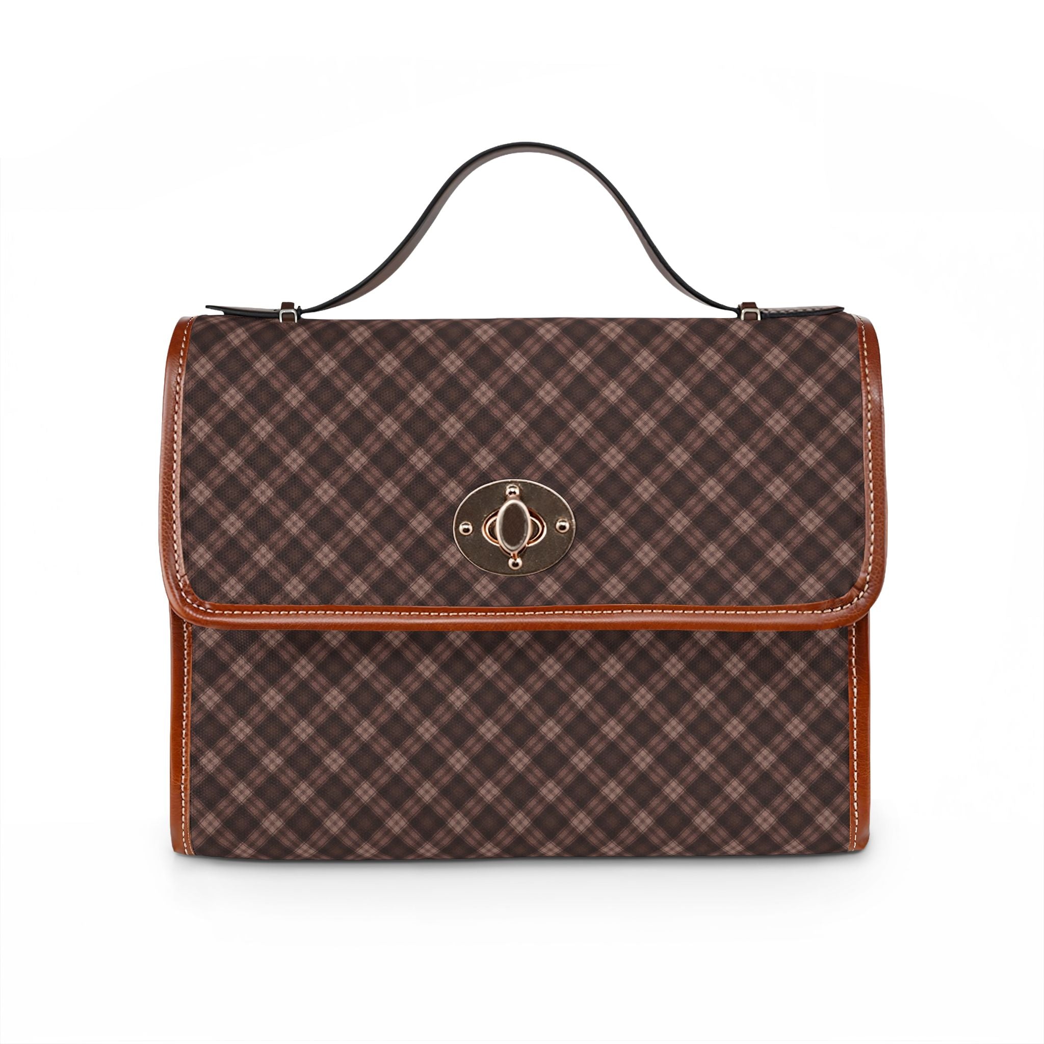Brown Plaid Waterproof Canvas Bag
