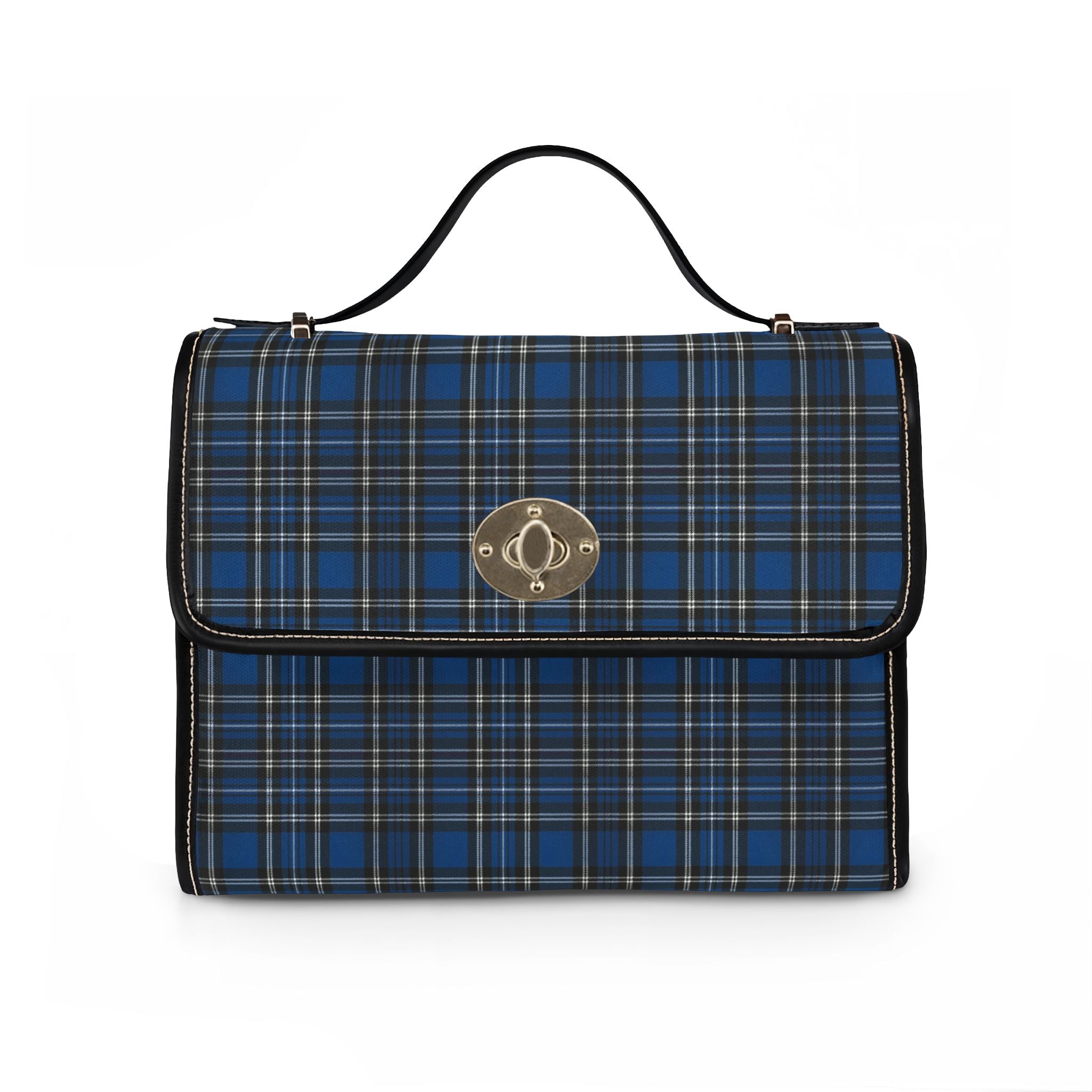 Blue Tartan Plaid Waterproof Canvas Bag | Plaid Handbag, Crossbody Satchel