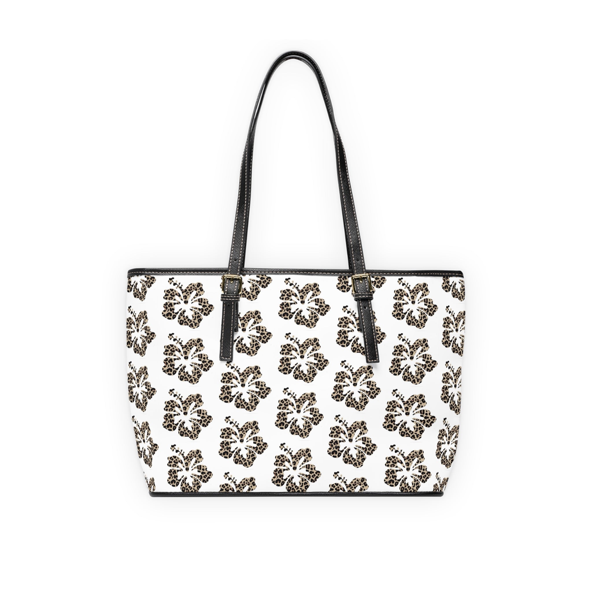 Leopard Floral Tote Bag – Chic PU Leather Shoulder Bag