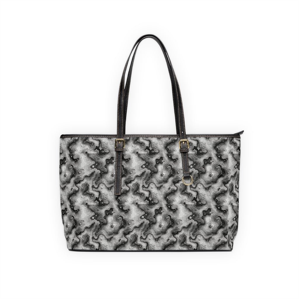 Abstract Marble Swirl PU Leather Shoulder Bag | Black White Marble Pattern