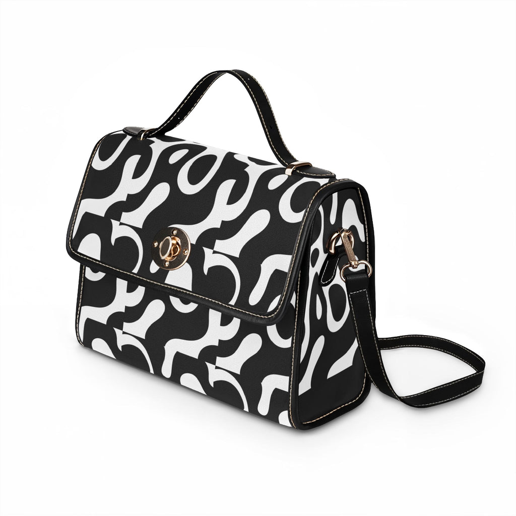 Abstract Black White Swirl Waterproof Canvas Bag | Modern Pattern