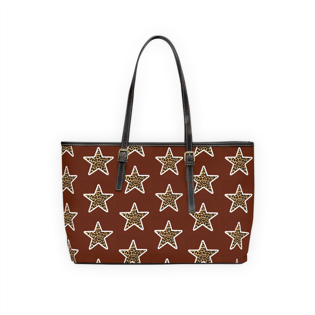 Leopard Star PU Leather Shoulder Bag – Brown Star Pattern Tote