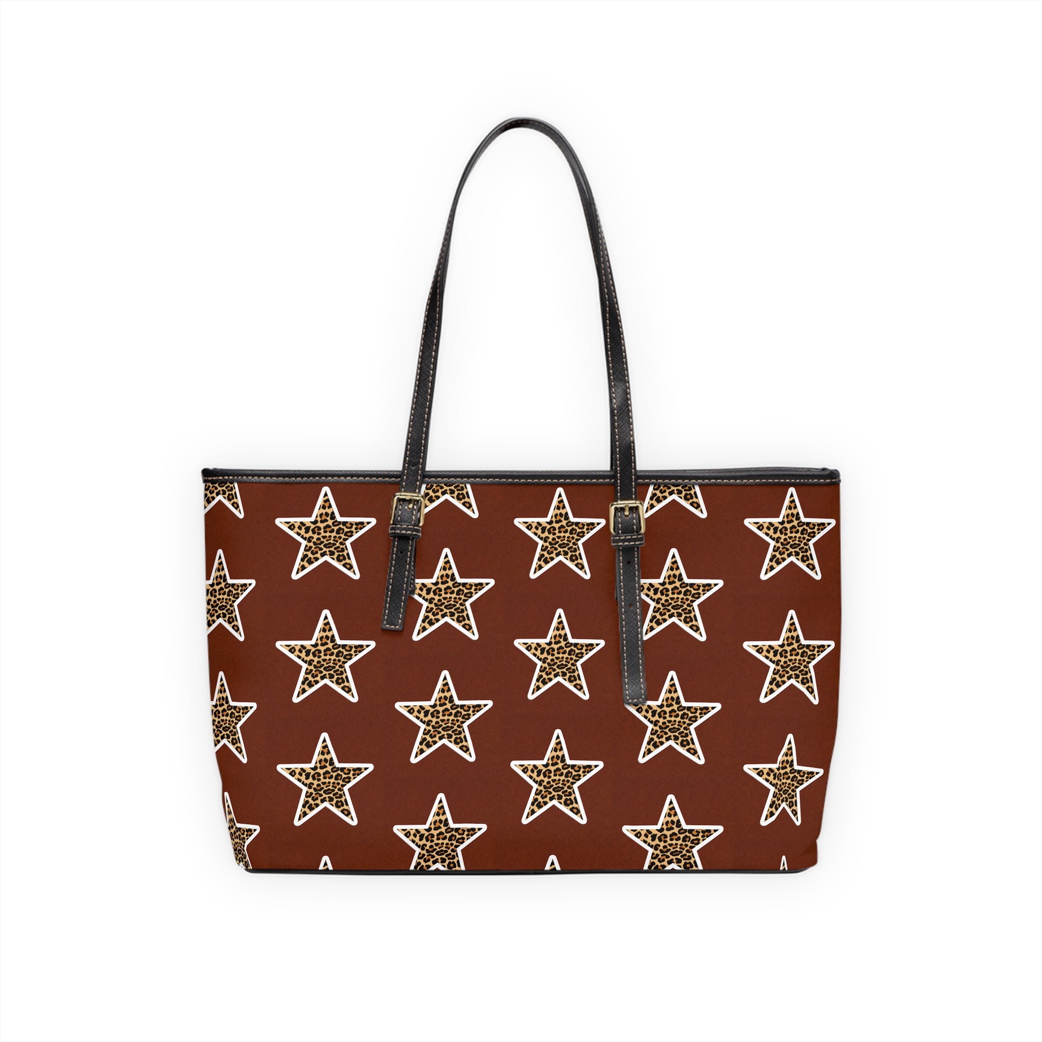 Leopard Star PU Leather Shoulder Bag – Brown Star Pattern Tote