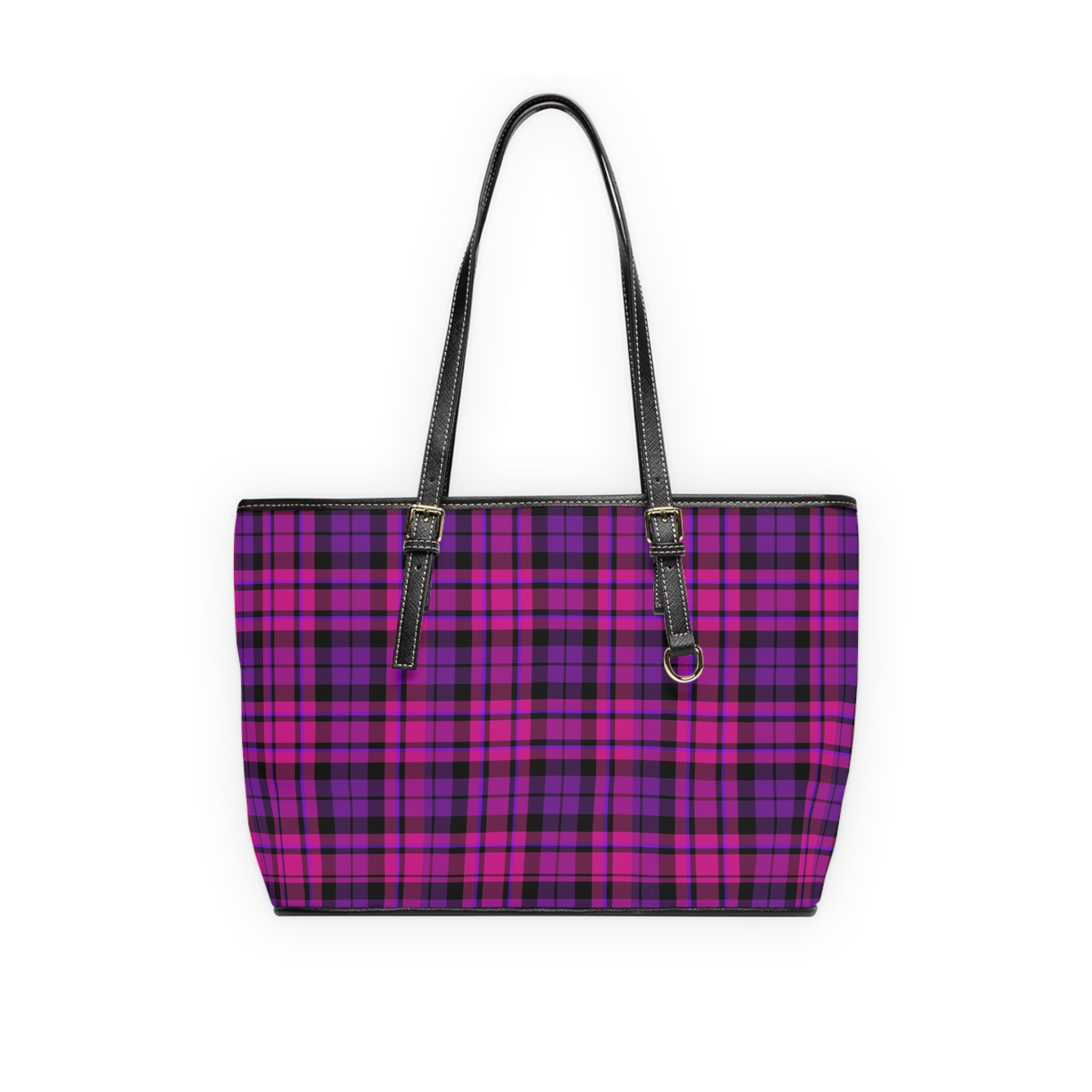 Purple Plaid Shoulder Bag | Pink Tartan Tote