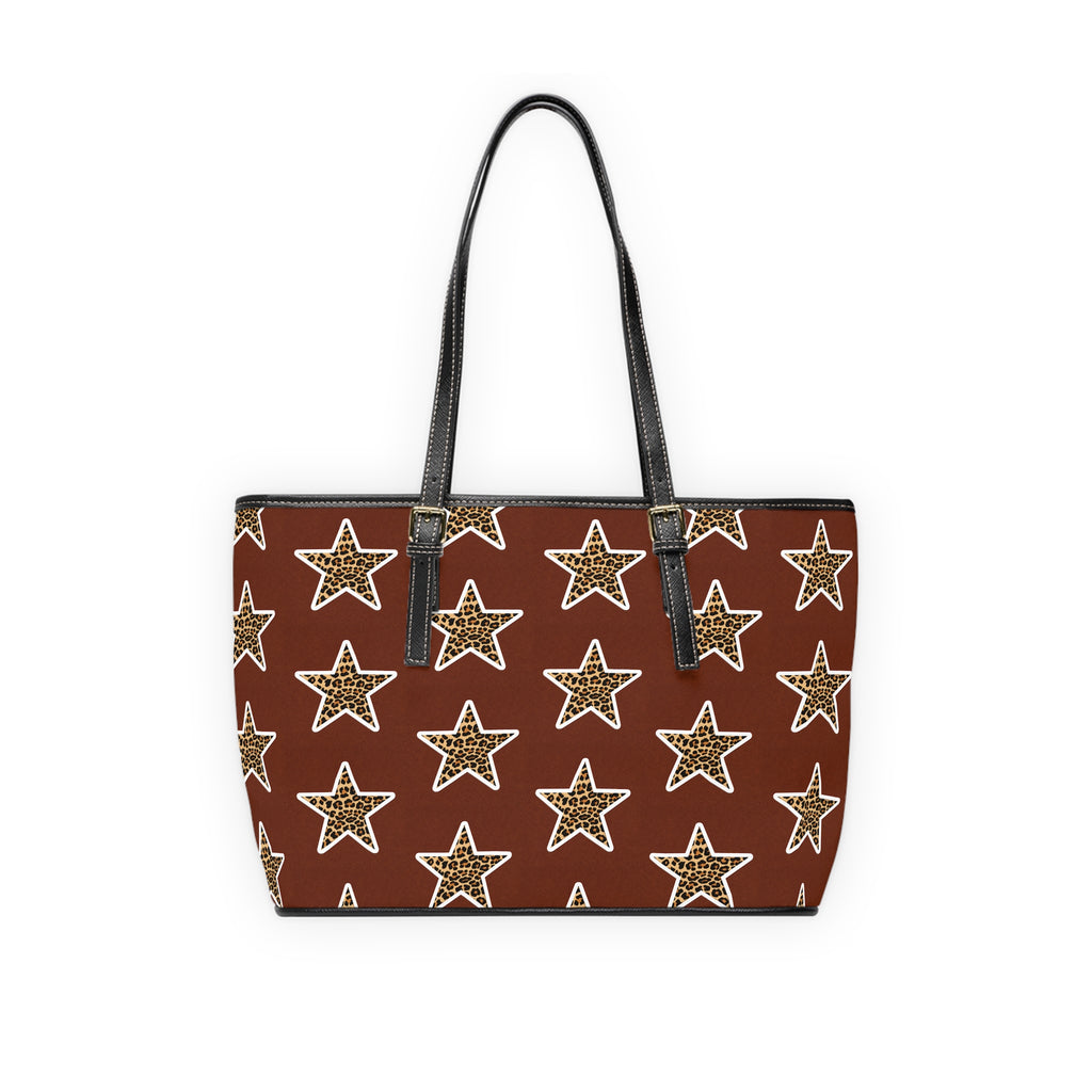 Leopard Star PU Leather Shoulder Bag – Brown Star Pattern Tote