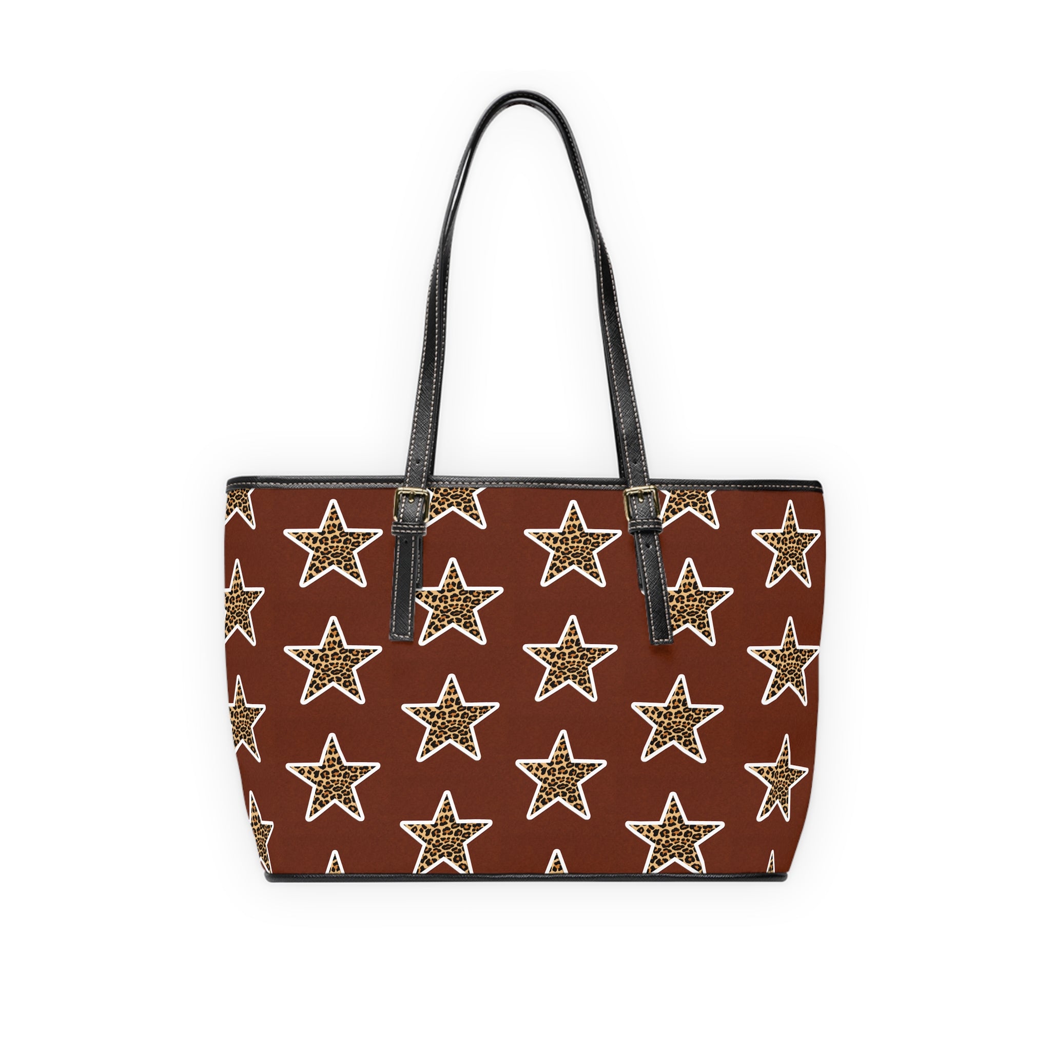 Leopard Star PU Leather Shoulder Bag – Brown Star Pattern Tote
