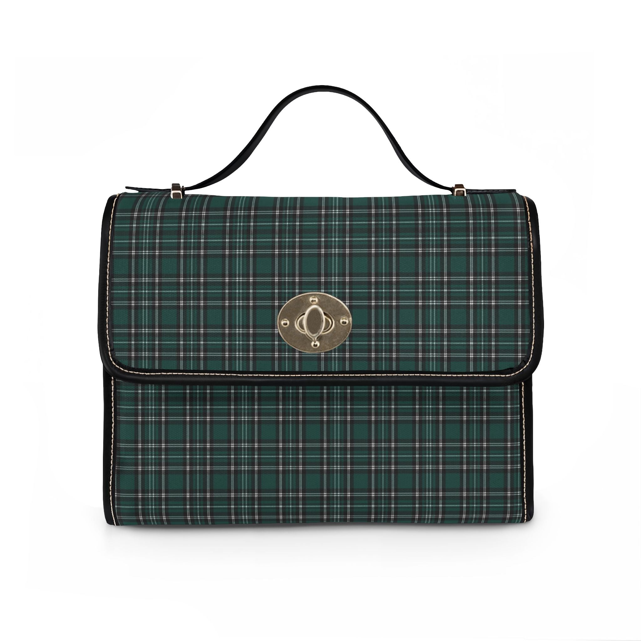 Green Tartan Plaid Satchel Bag | Waterproof Canvas
