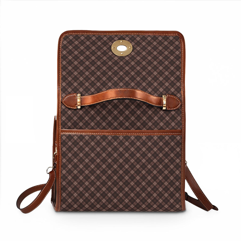 Brown Plaid Waterproof Canvas Bag