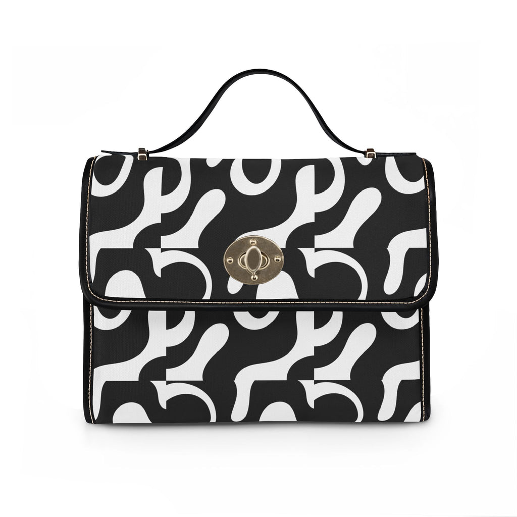 Abstract Black White Swirl Waterproof Canvas Bag | Modern Pattern