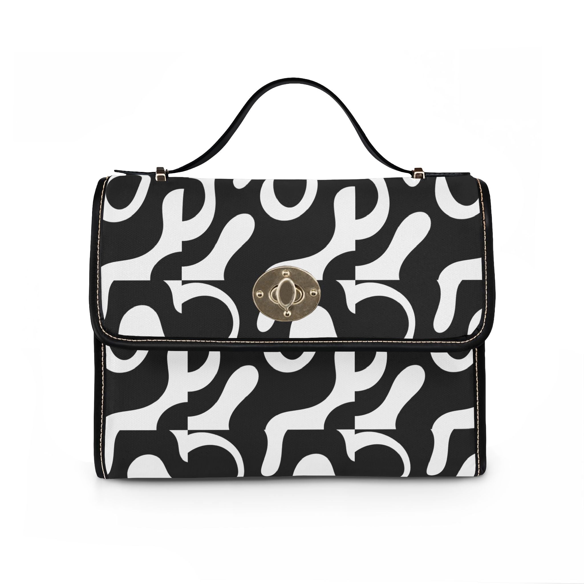 Abstract Black White Swirl Waterproof Canvas Bag | Modern Pattern