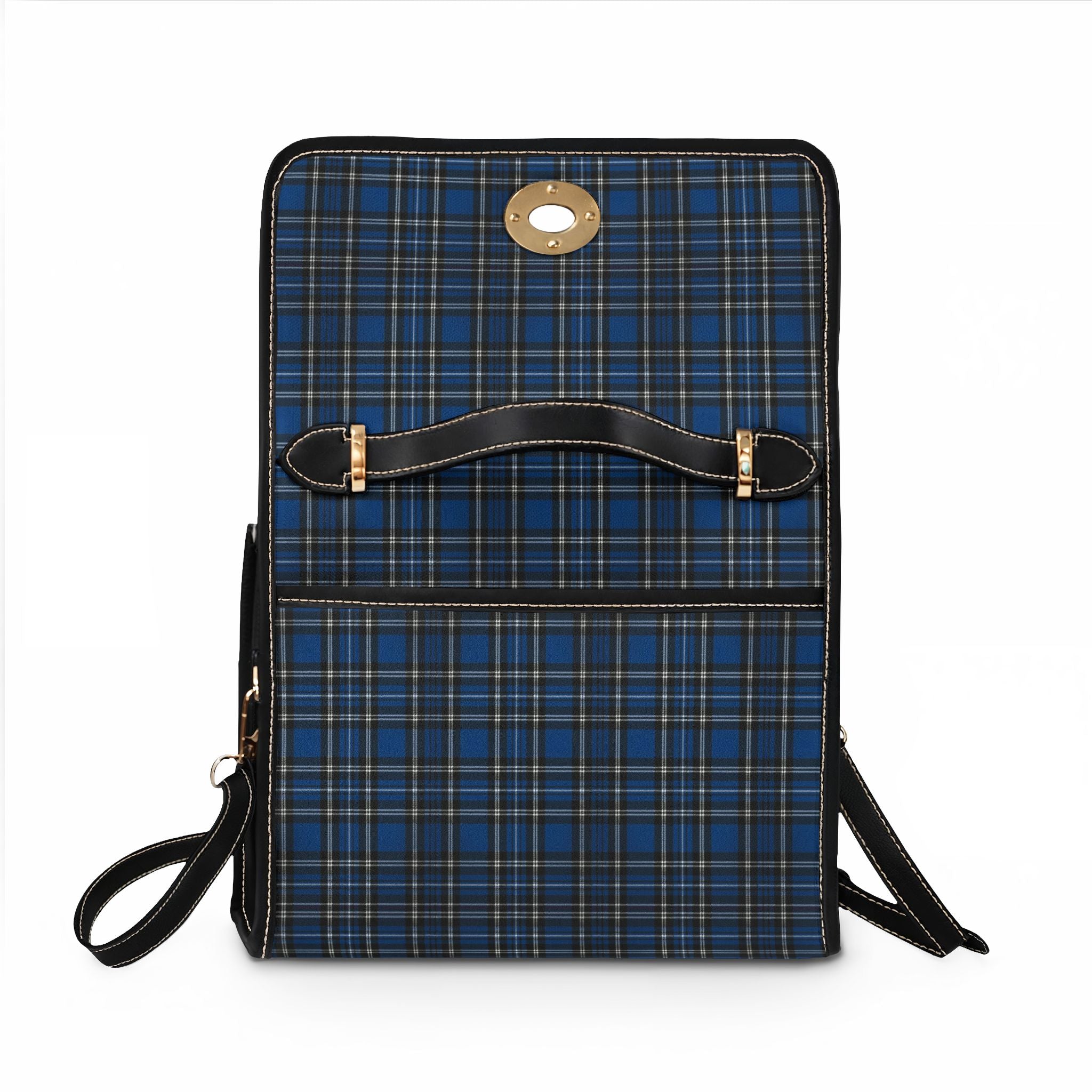 Blue Tartan Plaid Waterproof Canvas Bag | Plaid Handbag, Crossbody Satchel