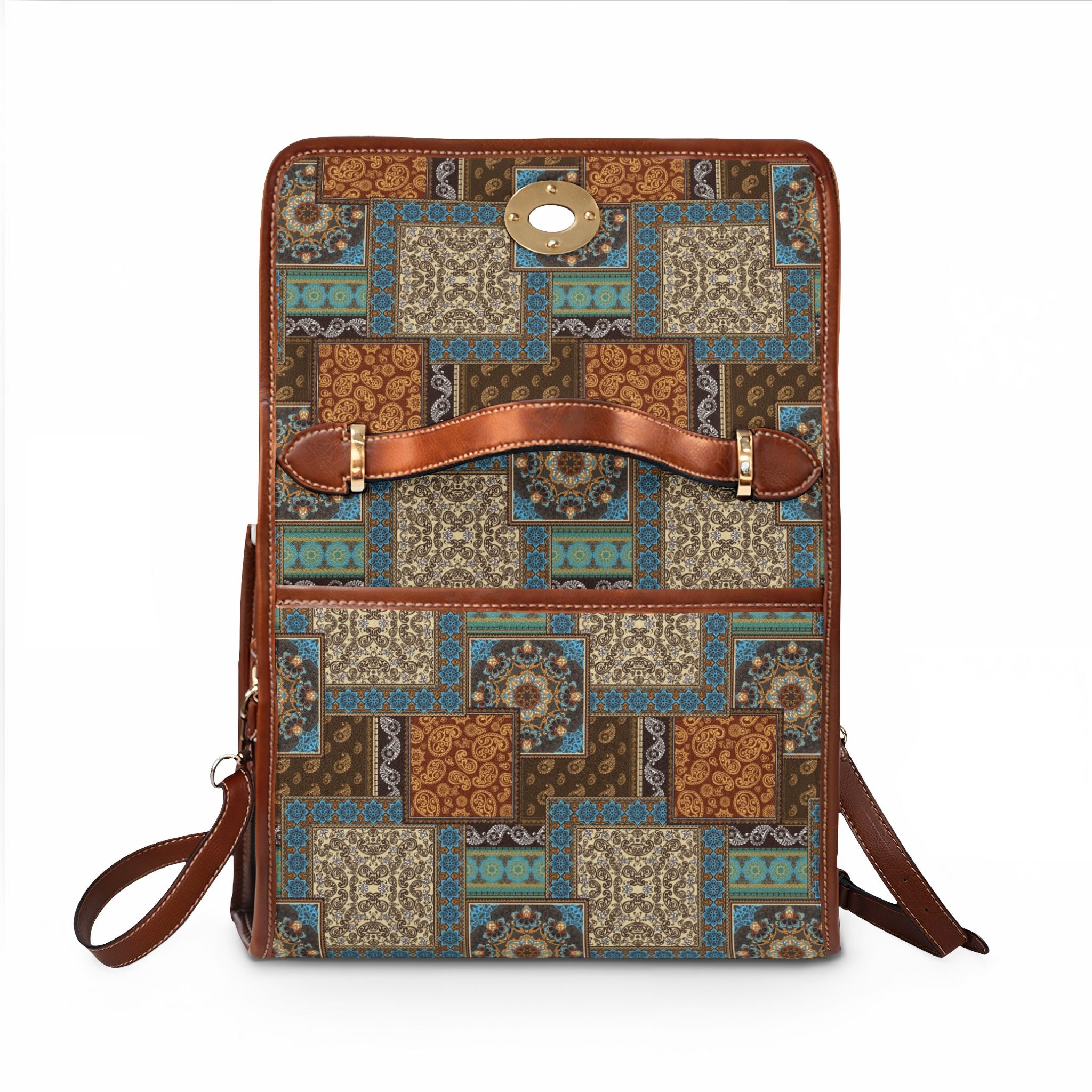 Vintage Patchwork Canvas Satchel — Waterproof Travel Handbag
