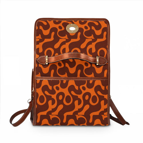 Abstract Brown Orange Swirl Waterproof Canvas Bag | Retro Pattern Tote